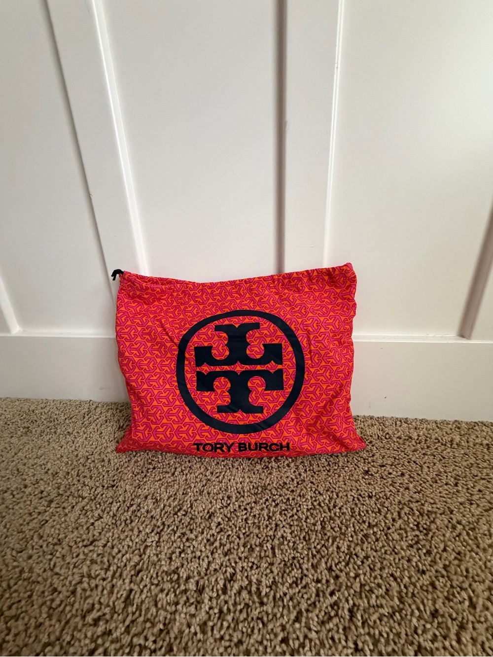 Tory Burch Kids Zip Pouch - Pink and Orange with Navy Logo
